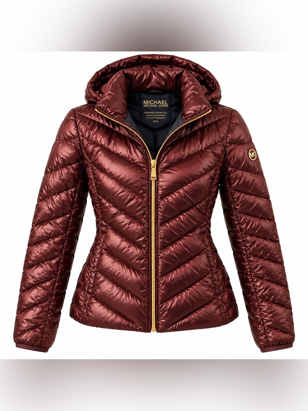 Michael Michael Kors Bronze Metallic Packable Down Puffer Jacket Women’s M